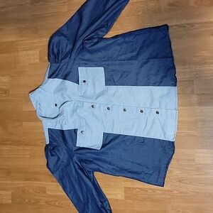 2 tone chambray button down plus size